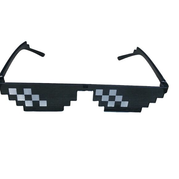 Funny 8 Bit Cartoon Glasses Black - Picture 5 of 13